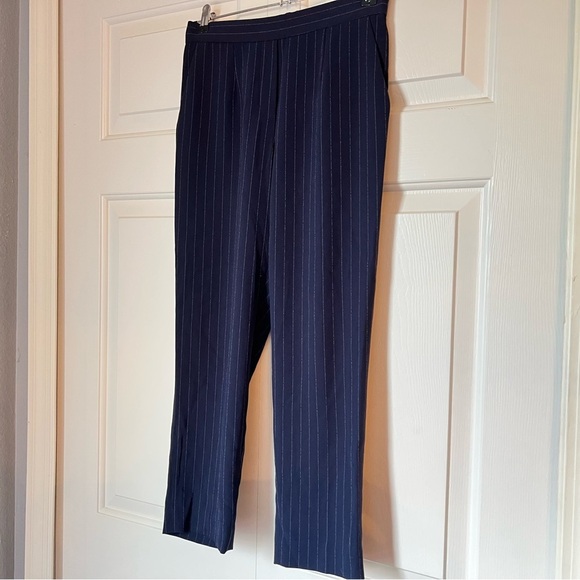 Aritzia Babaton Modesto Pant Dark Blue Pinstripe Size 2 - Picture 4 of 10